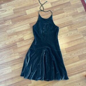 Laundry by Shelli Segal black shine halter party dress fits like 2/4